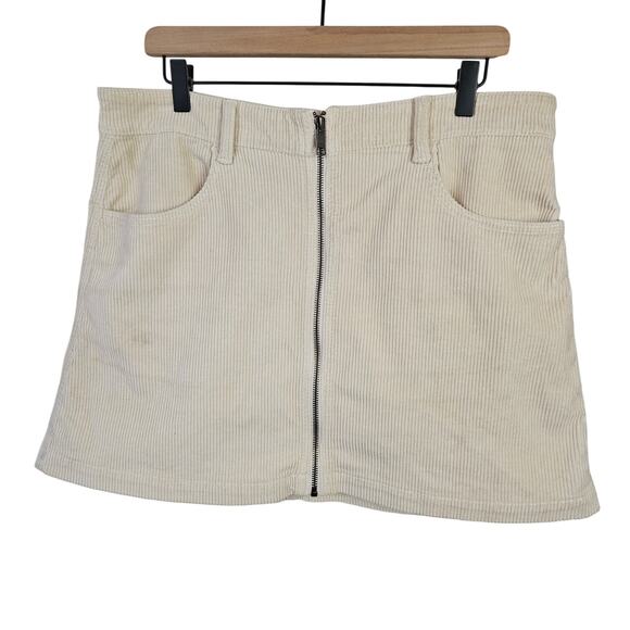 American Eagle Zip Up Corduroy Mini Skirt 14 Ivory‎ - Picture 1 of 9